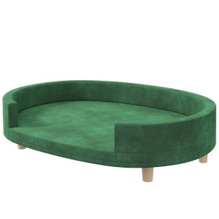 PawHut Hundesofa, Katzensofa, Hundesessel, weiche Samtoberfläche, mit abnehmbarem Kissen, massiven Holzfüßen, 100L x 70B x 25