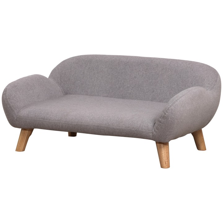 PawHut Hundesofa, Haustiersofa im skandinavischen Stil, schlanke Holzfüße, Stoffbezug 72 x 44 x 31 cm - Grau   Aosom