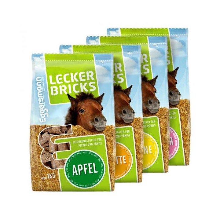 Eggersmann Lecker Bricks 4er Set - Karotte, Apfel, Banane, Himbeer Belohnungsfutter