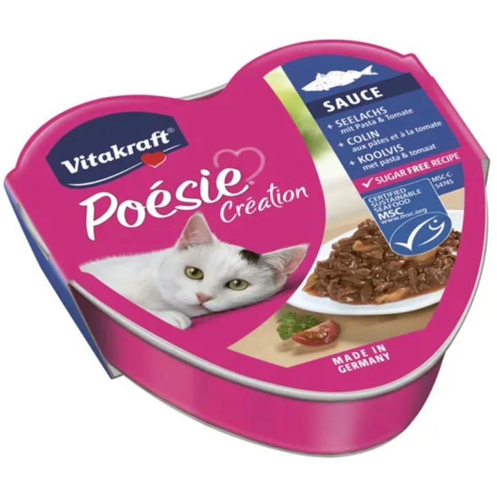Vitakraft Katzennassfutter Poésie® + - Seelachs mit Pasta & Tomate in Sauce