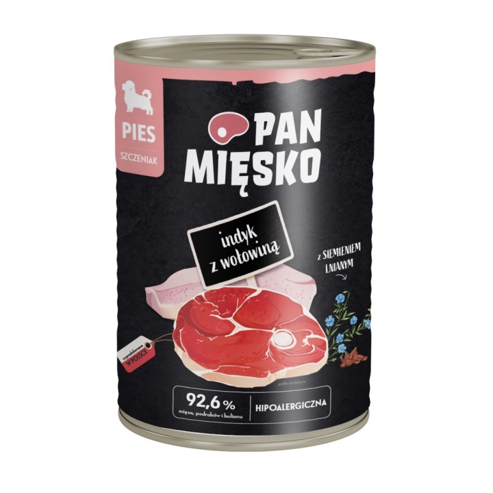 Pan Mięsko Dog 12 x 400 g - Puppy Truthahn mit Rind
