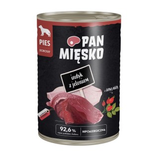 Pan Mięsko Dog 12 x 400 g - Truthahn mit Hirsch