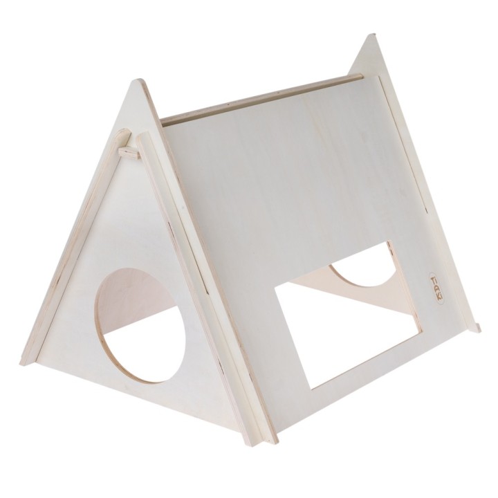 TIAKI Camping-Zelt aus Holz für Kleintiere - L 60 x B 47 x H 45 cm