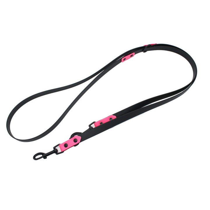 Heim Führleine genietet, schwarz / pink - 240 cm lang, 19 mm breit