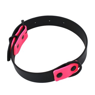 Heim Halsband zweifarbig genietet, schwarz/pink - 40 cm lang, 25 mm breit