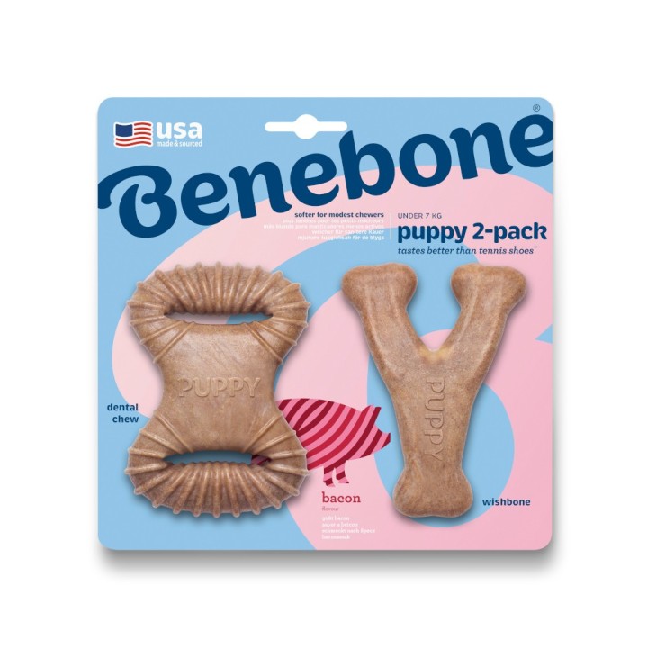 Benebone Puppy Set Wishbone & Dental Chew - Dental Chew & Wishbone Bacon Tiny