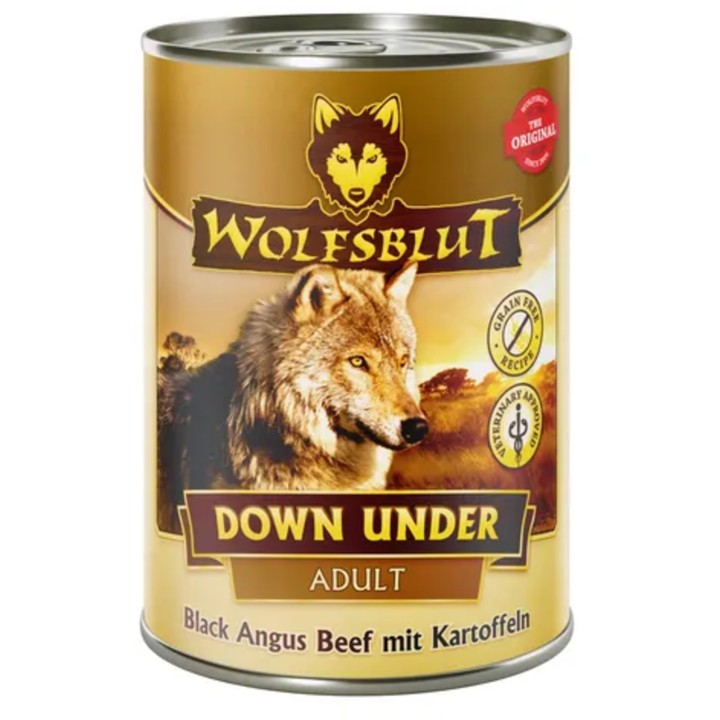 WOLFSBLUT Hundenassfutter Down Under Black Angus Rind & Kartoffel - 395 g