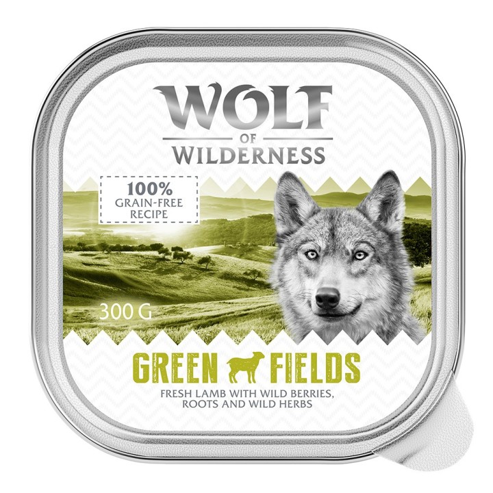 Wolf of Wilderness Adult - Single Protein 6 / 24 x 300 g Schale  - 6 x 300 g: Green Fields - Lamm