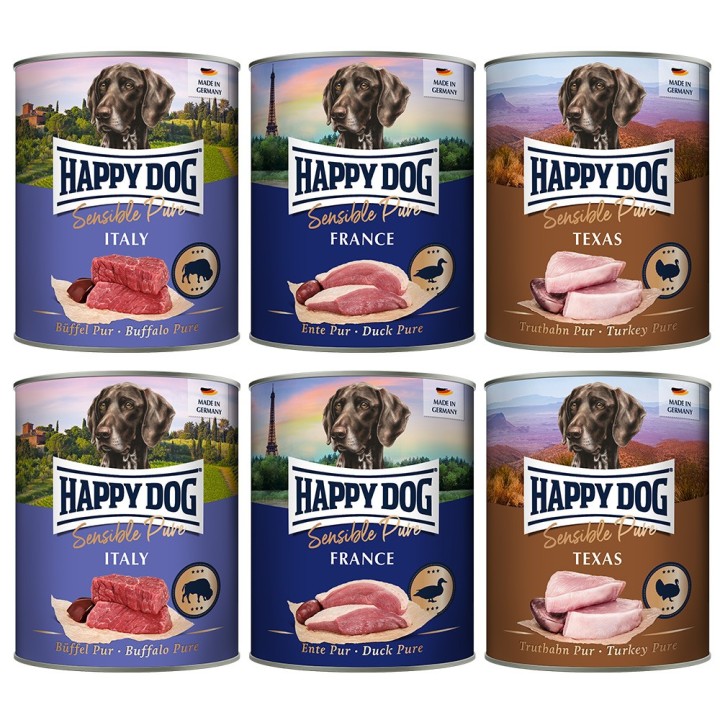 Happy Dog Sensible Pure 6 x 800 g - Mixpaket Sensible (3 Sorten)