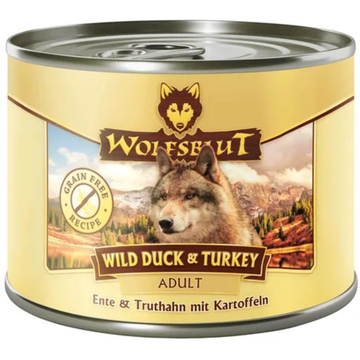 WOLFSBLUT Hundenassfutter Wild Duck & Turkey Truthahn & Ente - 200 g