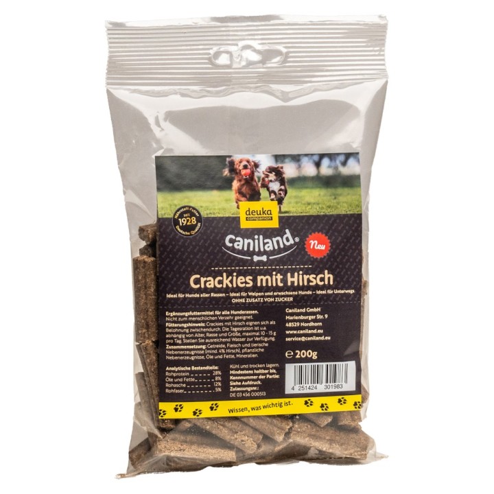 Caniland Crackies 200 g - Sparpaket: 3 x Hirsch