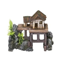 Aquariumdekoration Holzhaus mit Pflanzen Nobby Pet