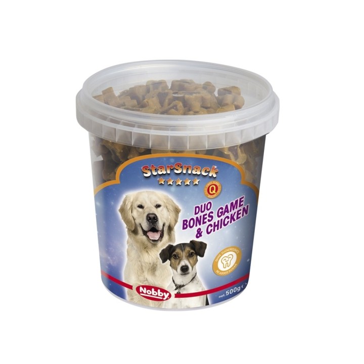 Leckerlis für Hunde Nobby Pet StarSnack Duo Bones Game & Chicken 500 g