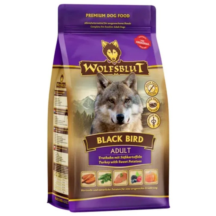 WOLFSBLUT Hundetrockenfutter Black Bird Adult Truthahn & Süßkartoffel - 500 g