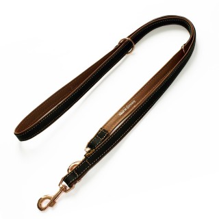 Heim Führleine gefüttert Rosé, schwarz/braun - 220 cm lang, 16 mm breit