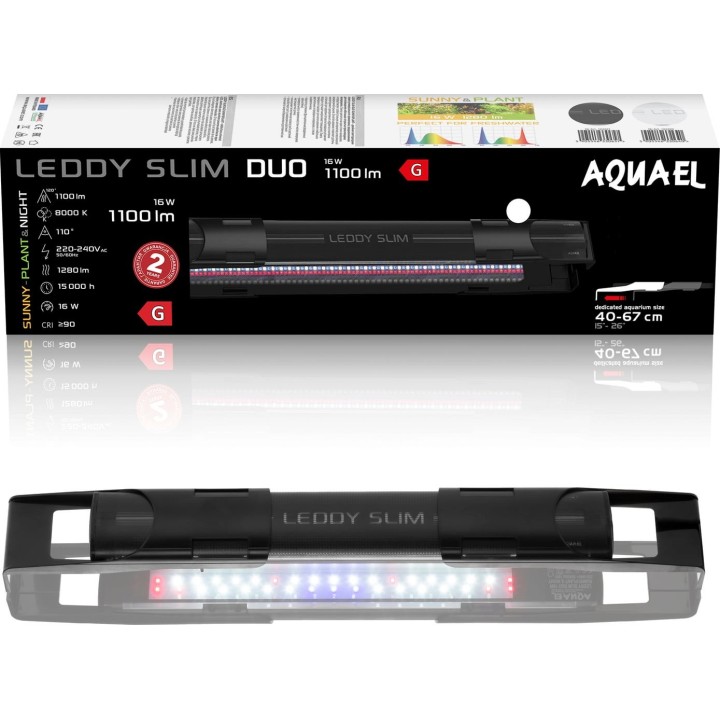 Aquael Leddy Slim Duo 16 W Sunny Plant & Night 2.0 - Schwarz