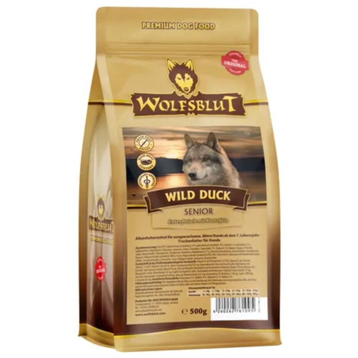 WOLFSBLUT Hundetrockenfutter Wild Duck Senior Ente & Kartoffel - 500 g