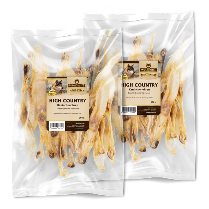 Wolfsblut | High Country Kaninchenohren | Kauartikel | 2 x 200 g