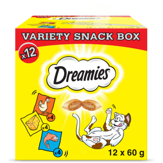Dreamies Katzensnacks Mixbox (Huhn, Käse, Lachs) 12x60 g - 720 g