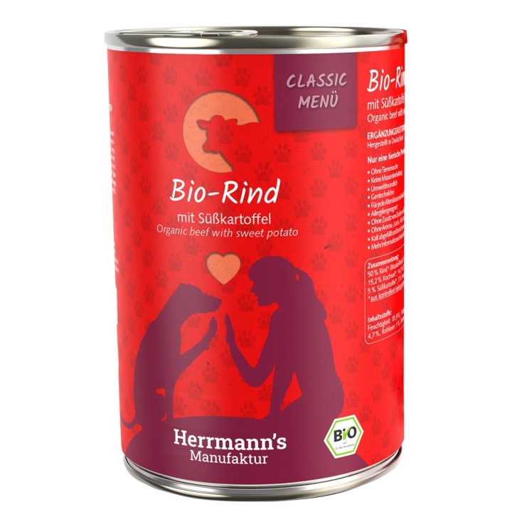 Herrmann's Classic Bio-Menü 6 x 400 g - Bio-Rind mit Bio-Süßkartoffeln