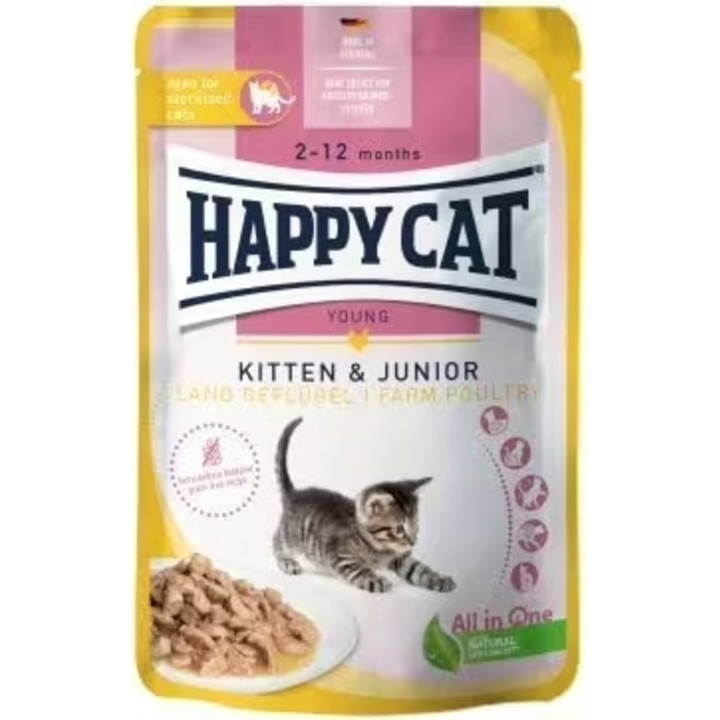 Happy Cat Meat in Sauce Kitten Geflügel Frischebeutel - 85 g