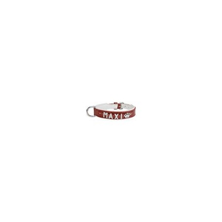Schecker - MyName Leder-Halsband, rot [30 cm x 15 mm - Buchstabentyp: Kristall]