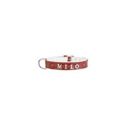 Schecker - MyName Leder-Halsband, rot [30 cm x 15 mm - Buchstabentyp: Cowboy]