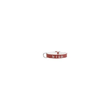 Schecker - MyName Leder-Halsband, rot [30 cm x 15 mm - Buchstabentyp: Cowboy]