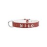 Schecker - MyName Leder-Halsband, rot [40 cm x 20 mm - Buchstabentyp: Cowboy]
