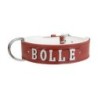 Schecker - MyName Leder-Halsband, rot [50 cm x 35 mm - Buchstabentyp: Cowboy]