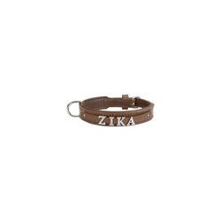 Schecker - MyName Leder-Halsband, braun [30 cm x 15 mm - Buchstabentyp: Cowboy]