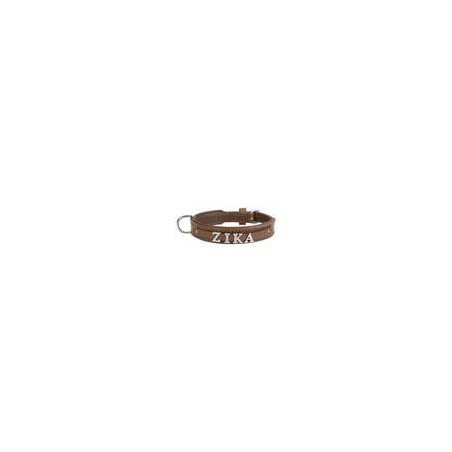 Schecker - MyName Leder-Halsband, braun [30 cm x 15 mm - Buchstabentyp: Cowboy]
