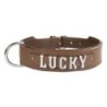 Schecker - MyName Leder-Halsband, braun [55 cm x 35 mm - Buchstabentyp: Cowboy]