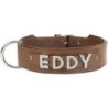 Schecker - MyName Leder-Halsband, braun [60 cm x 35 mm - Buchstabentyp: Kristall]