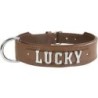 Schecker - MyName Leder-Halsband, braun [60 cm x 35 mm - Buchstabentyp: Cowboy]