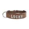 Schecker - MyName Leder-Halsband, braun [50 cm x 35 mm - Buchstabentyp: Cowboy]