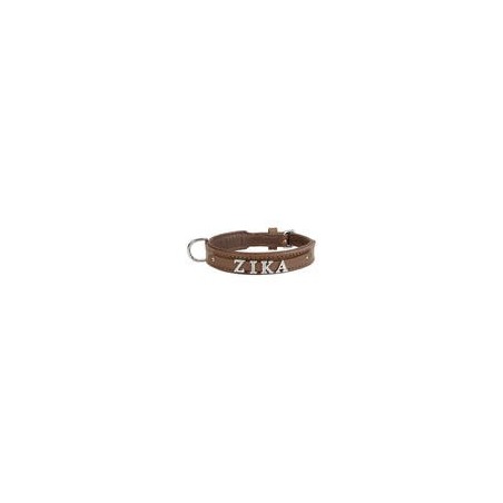 Schecker - MyName Leder-Halsband, braun [35 cm x 15 mm - Buchstabentyp: Cowboy]