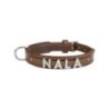 Schecker - MyName Leder-Halsband, braun [45 cm x 25 mm - Buchstabentyp: Kristall]
