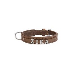 Schecker - MyName Leder-Halsband, braun [45 cm x 25 mm - Buchstabentyp: Cowboy]