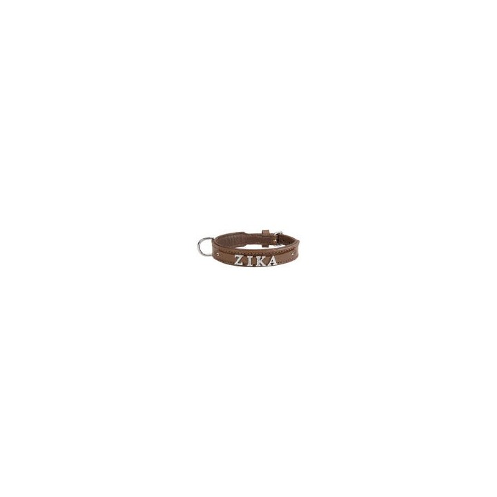 Schecker - MyName Leder-Halsband, braun [45 cm x 25 mm - Buchstabentyp: Cowboy]