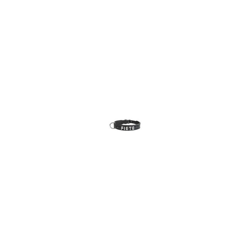 Schecker - MyName Leder-Halsband, schwarz [30 cm x 15 mm - Buchstabentyp: Kristall]