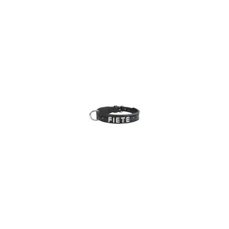 Schecker - MyName Leder-Halsband, schwarz [30 cm x 15 mm - Buchstabentyp: Kristall]