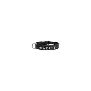 Schecker - MyName Leder-Halsband, schwarz [30 cm x 15 mm - Buchstabentyp: Cowboy]