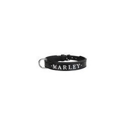 Schecker - MyName Leder-Halsband, schwarz [30 cm x 15 mm - Buchstabentyp: Cowboy]