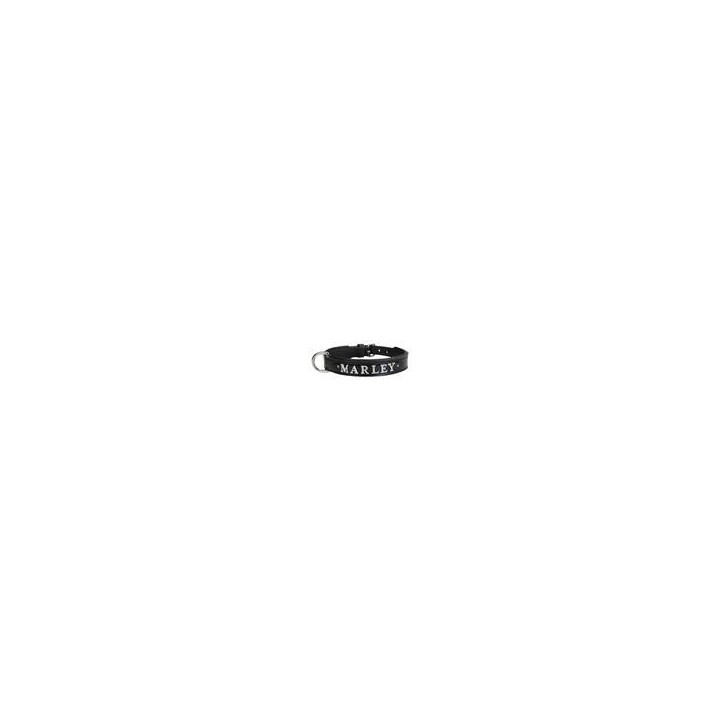 Schecker - MyName Leder-Halsband, schwarz [30 cm x 15 mm - Buchstabentyp: Cowboy]