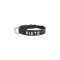 Schecker - MyName Leder-Halsband, schwarz [40 cm x 20 mm - Buchstabentyp: Kristall]