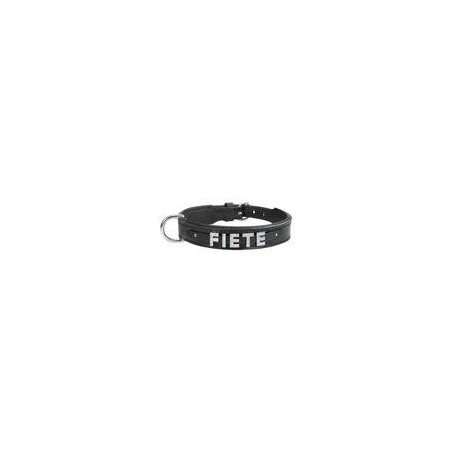 Schecker - MyName Leder-Halsband, schwarz [40 cm x 20 mm - Buchstabentyp: Kristall]