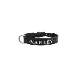 Schecker - MyName Leder-Halsband, schwarz [40 cm x 20 mm - Buchstabentyp: Cowboy]