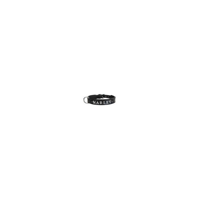 Schecker - MyName Leder-Halsband, schwarz [40 cm x 20 mm - Buchstabentyp: Cowboy]
