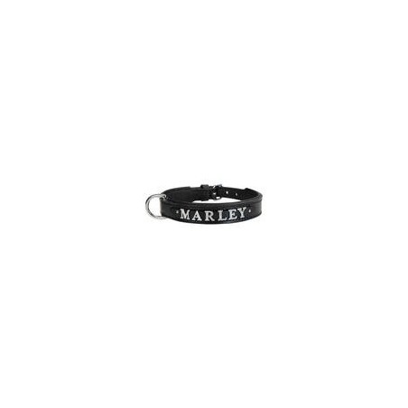 Schecker - MyName Leder-Halsband, schwarz [40 cm x 20 mm - Buchstabentyp: Cowboy]